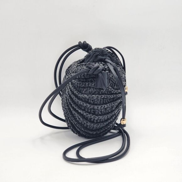 H&M RARE Shell Shaped Straw Rattan Drawstring Crossbody Bag - Picture 4 of 11